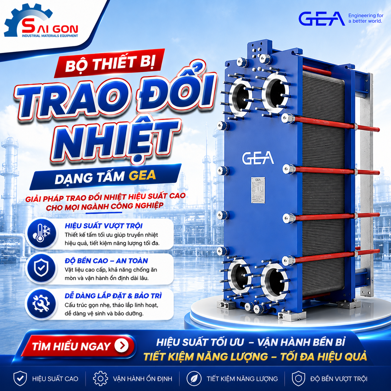 thiết bị trao đổi nhiệt dạng tấm gea chính hãng