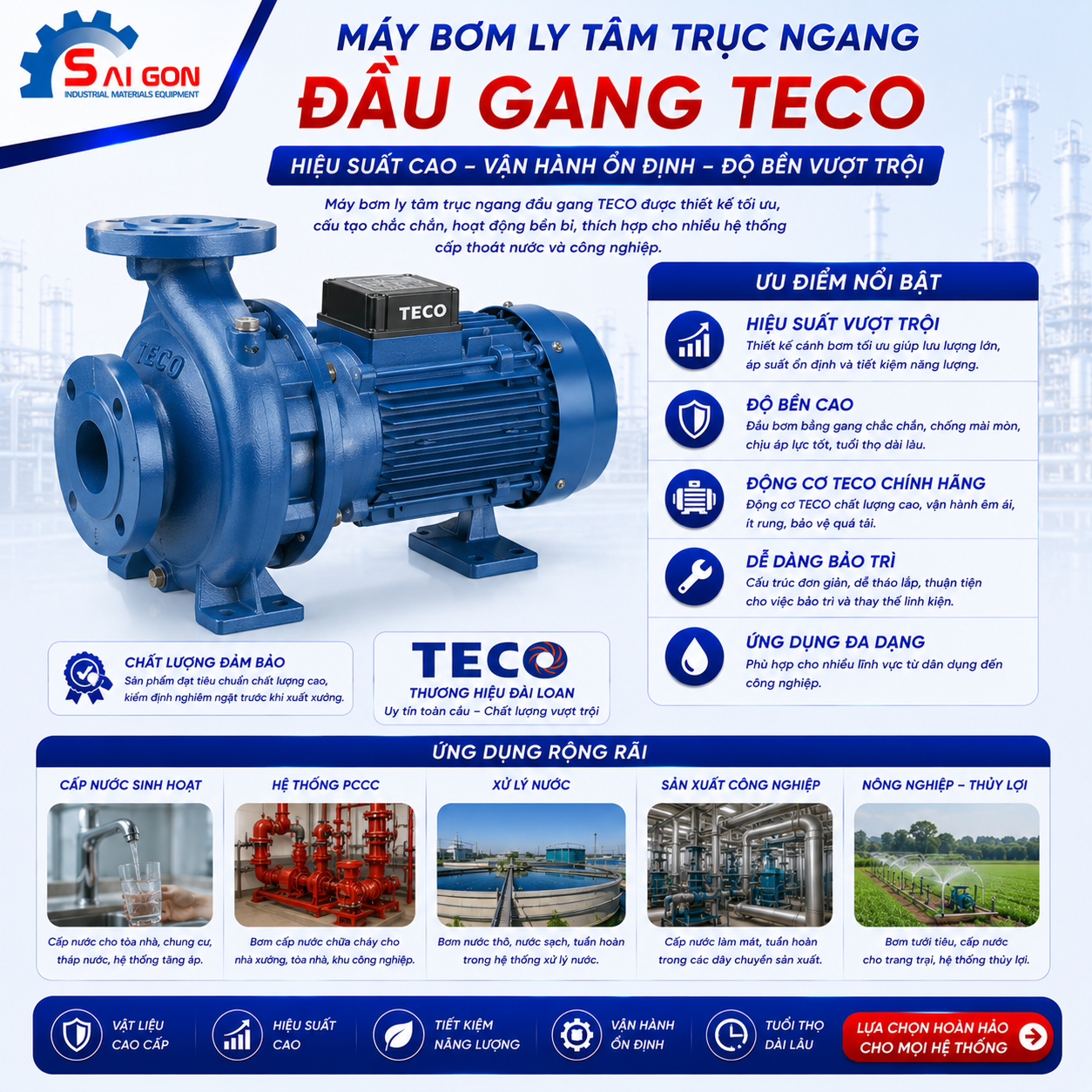 Máy bơm ly tâm đầu gang Teco