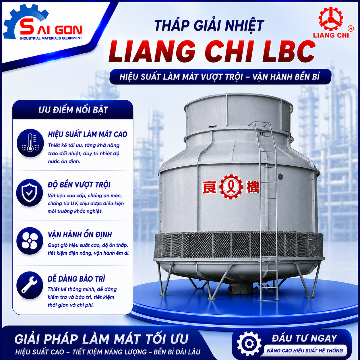 tháp giải nhiệt liang chi LBC thiết bị công nghiệp sài gòn phân phối chính hãng