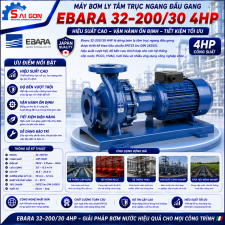 Máy bơm ly tâm trục ngang Ebara 32-200/3.0 4H