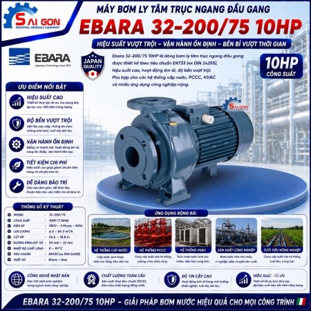 Máy bơm ly tâm trục ngang Ebara 32-200/7.5 10HP