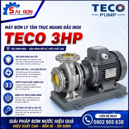Máy bơm ly tâm đầu inox Teco 3HP