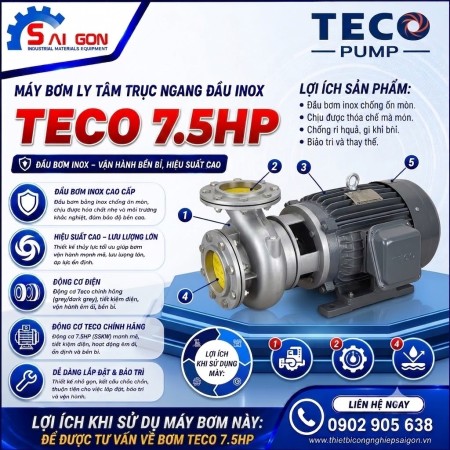 Máy bơm ly tâm đầu inox Teco 7.5HP