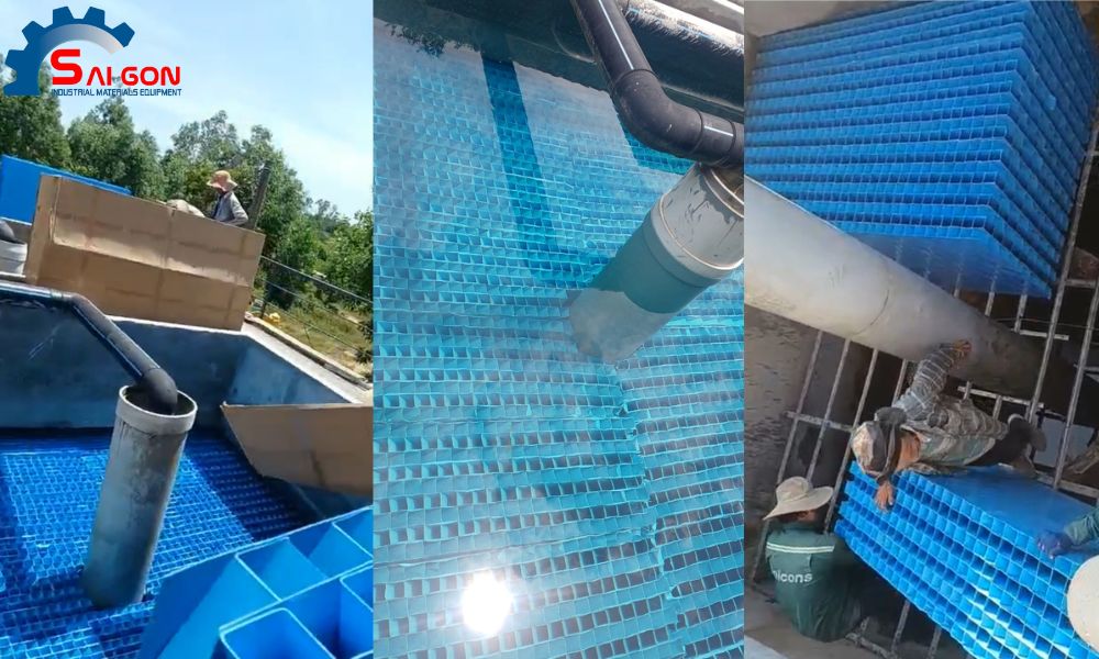 Lắp đặt tấm lắng Lamen vào bề lắng tại Quảng Nam 