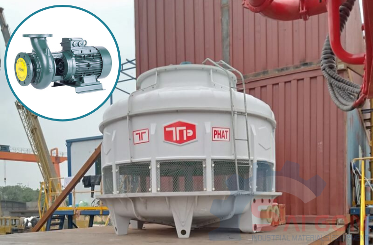 Máy bơm tháp giải nhiệt thường dùng là loại máy bơm nước ly tâm.