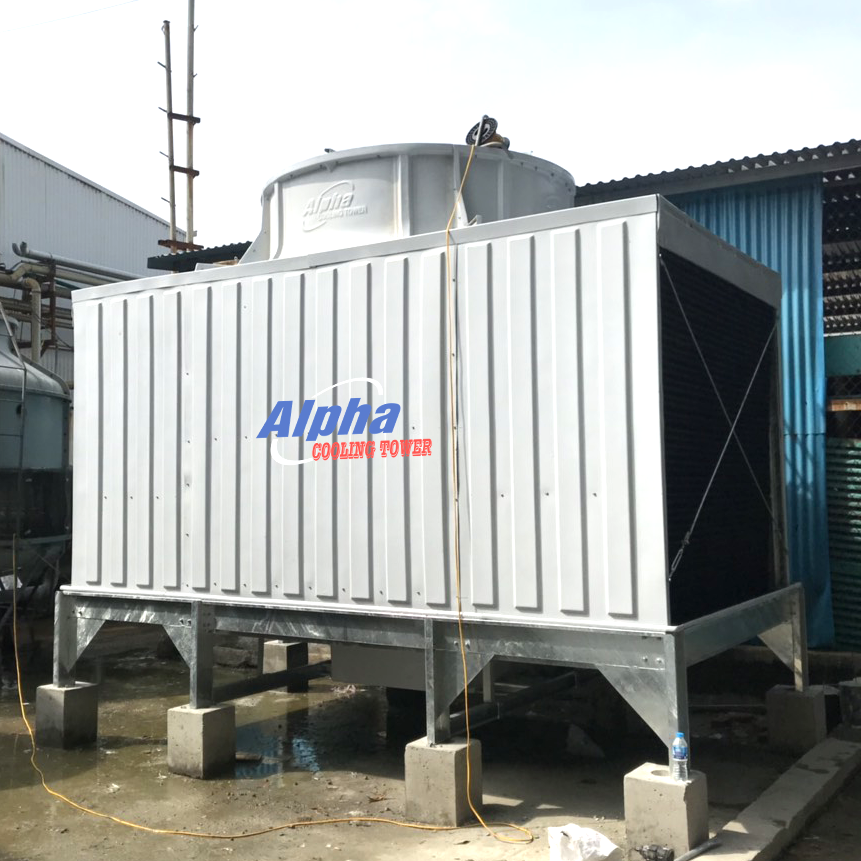 Tháp giải nhiệt Alpha vuông được lắp đặt phổ biến ở nhà máy, trung tâm thương mại,...