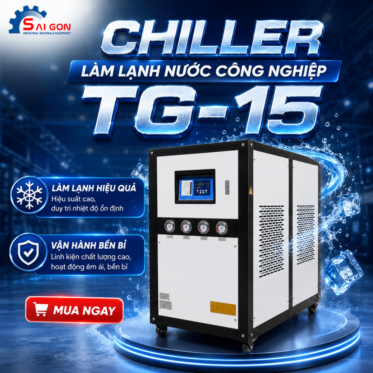 chiller giải nhiệt nước bằng gi&oacute; TG 15AW