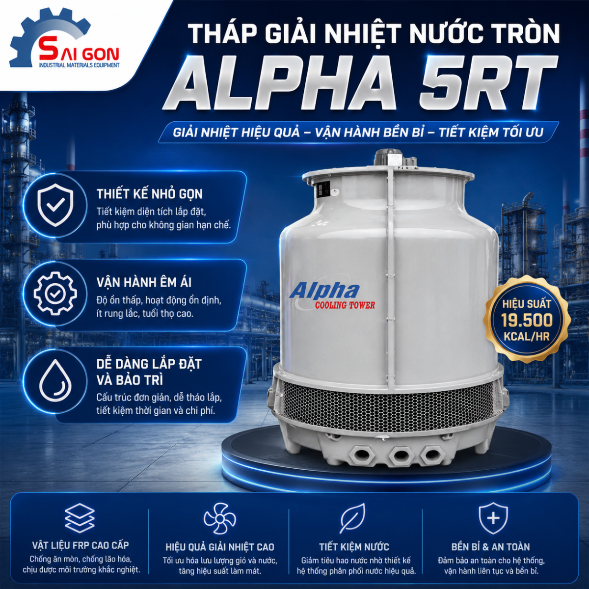 tháp giải nhiệt nước tròn 5rt