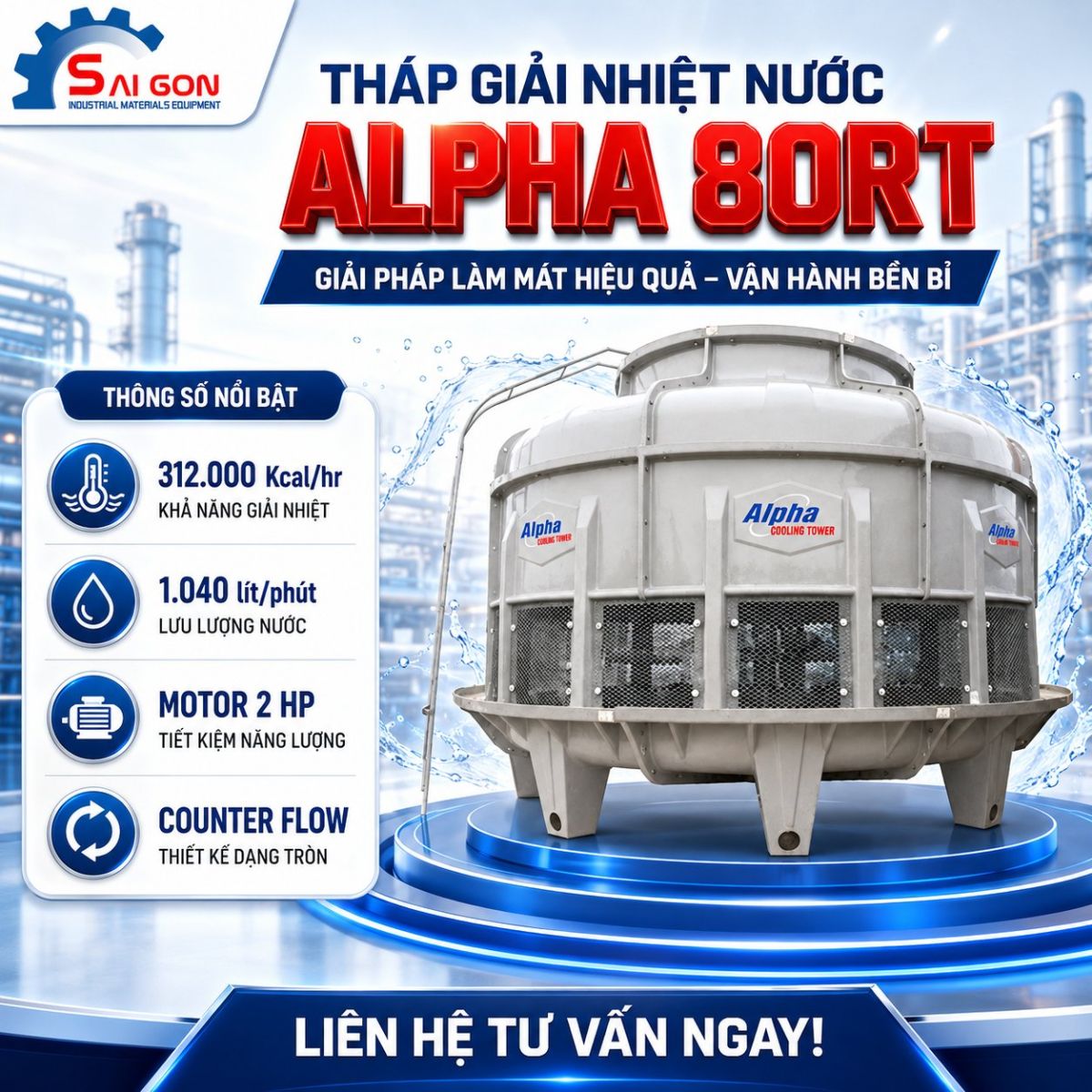 Tháp giải nhiệt nước alpha dạng tròn 80RT